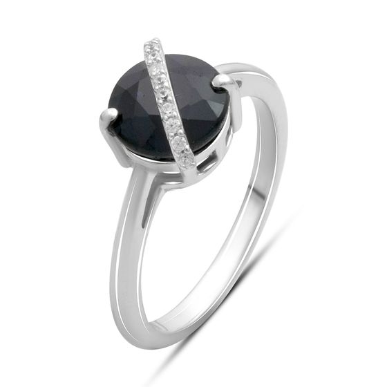 Срібна каблучка з сапфіром 2.732ct, фіанітами