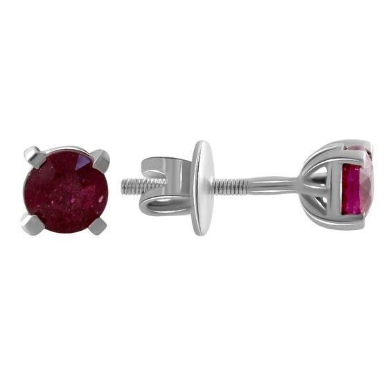 Silver earrings with a 1.393-carat ruby
