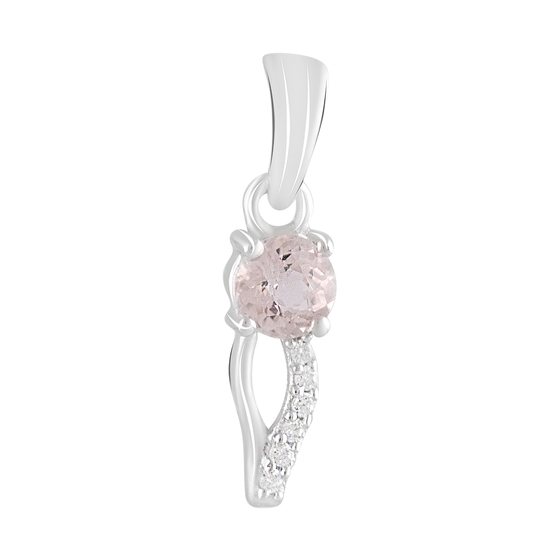 Silver pendant with morganite nano 0.515ct, phianites
