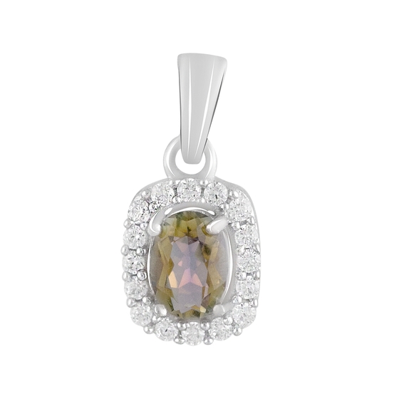 Silver pendant with citrine nano, phianites