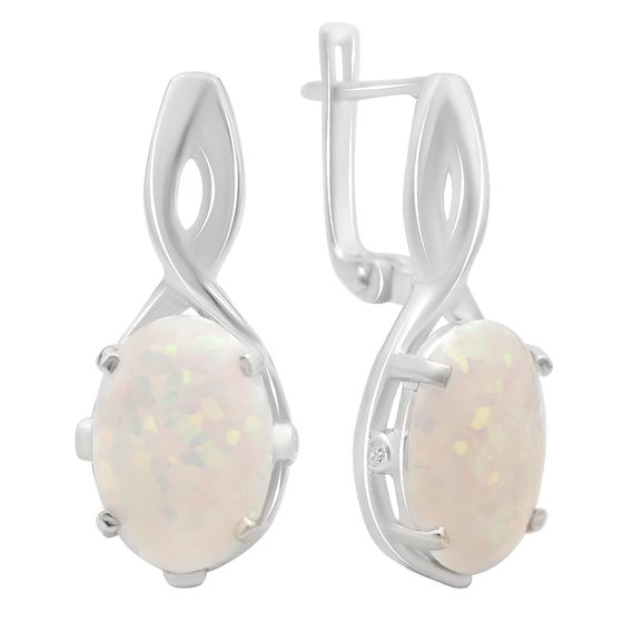 Sterling silver earrings with opal 4.429ct, phianites