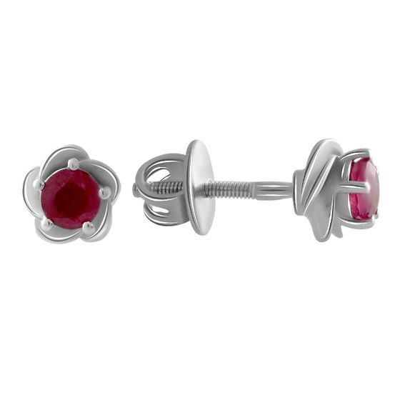 Silver earrings with a 0.725-carat ruby