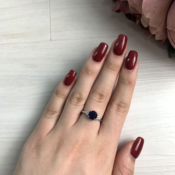 Silver ring with sapphire nano 1.269ct