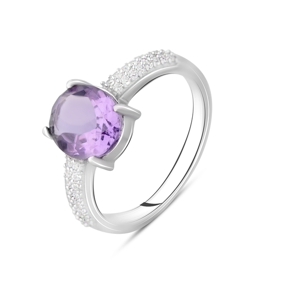 Silver ring with amethyst