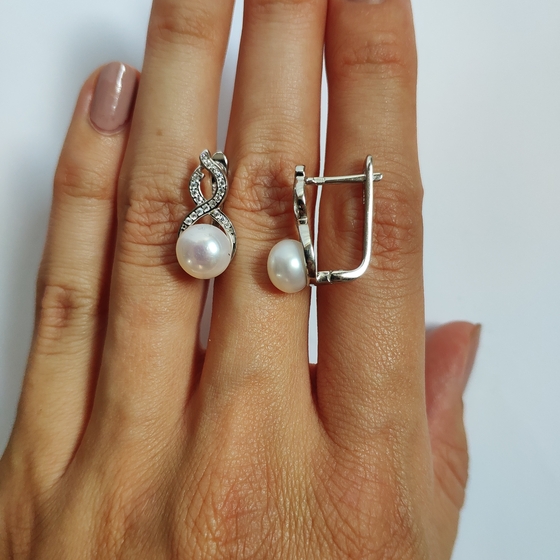 Серебряные серьги с жемчугом 8.5ct
