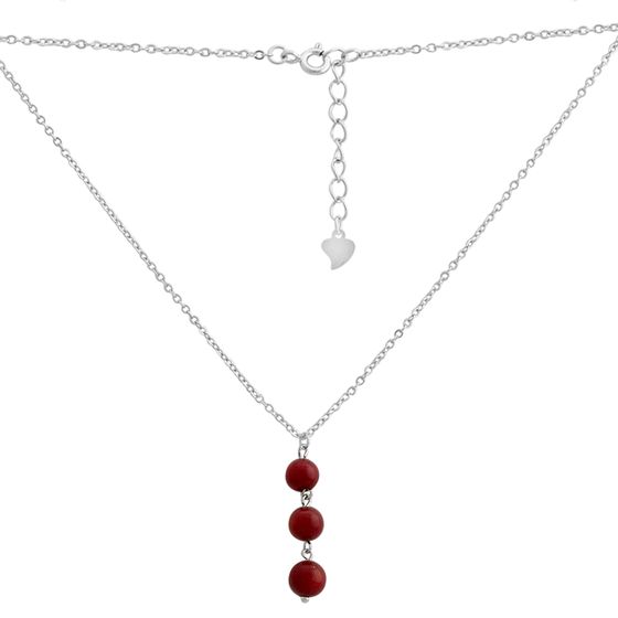 Silver necklace with coral