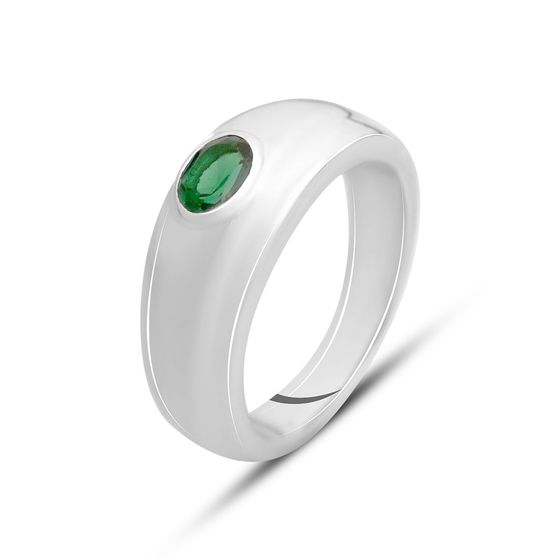 Silver ring with emerald nano 0.342ct