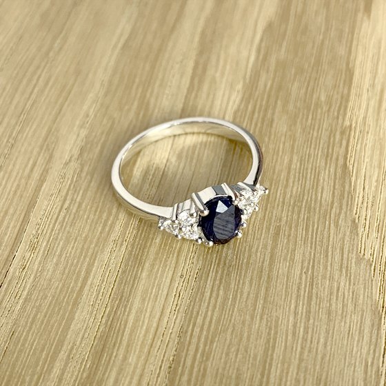 Silver ring with a sapphire