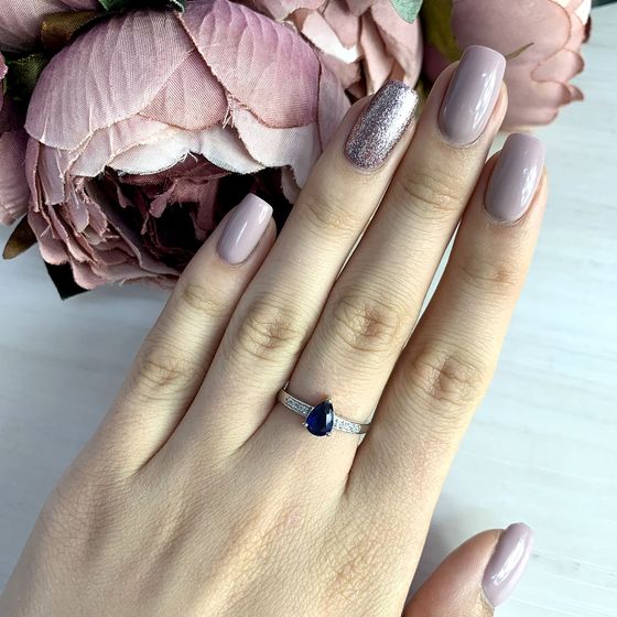 Silver ring with nano 1.703ct sapphire