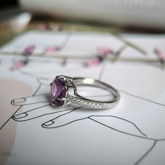 Срібна каблучка з олександритом 5.378ct