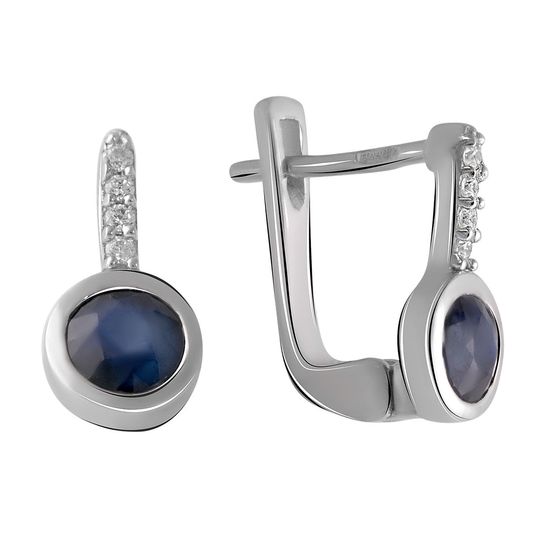 Silver earrings with sapphire