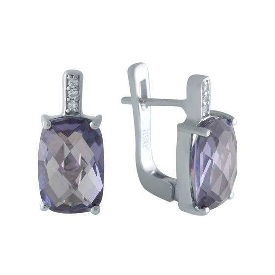 Silver Earrings with Alexandrite, 10.375 ct