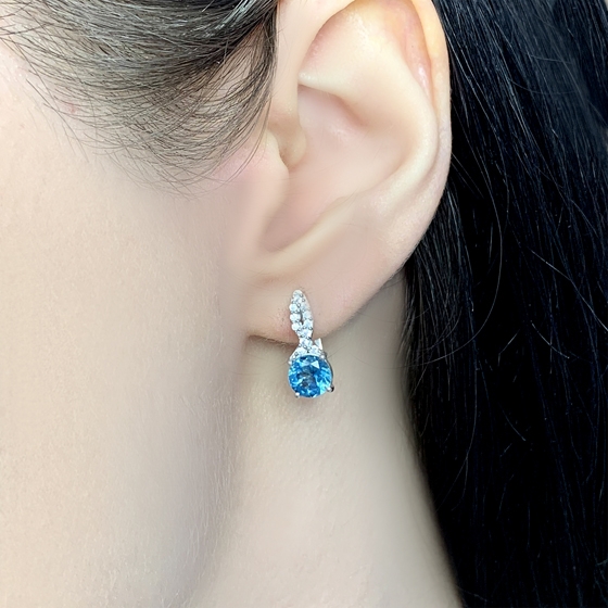 Silver Earrings with London Blue Topaz