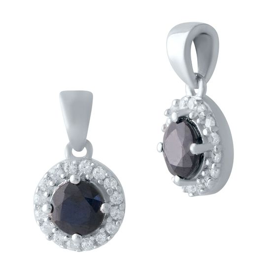 Silver pendant with a 0.935-carat sapphire