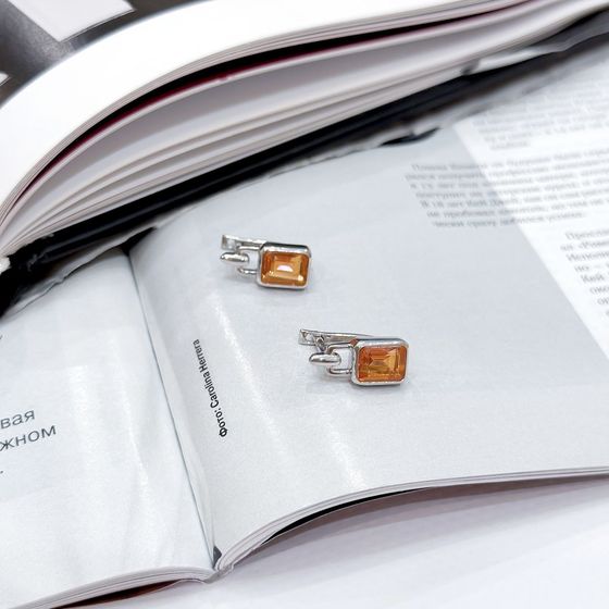 Срібні сережки із золотим кварцом 3.45ct
