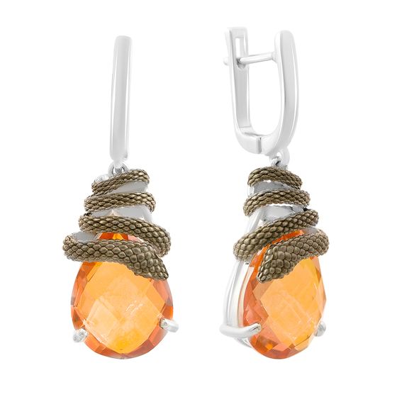 Silver earrings with gold quartz 12.913ct