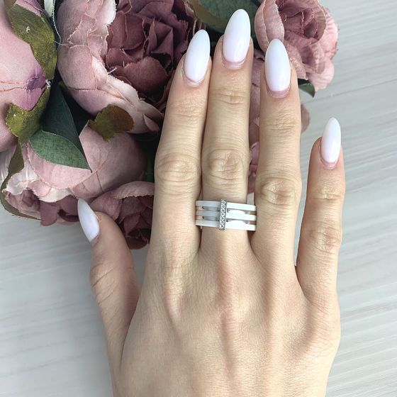 Silver Ring with Ceramics, Fianites