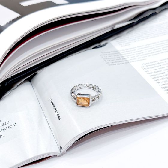Срібна каблучка із золотим кварцом 1.725ct