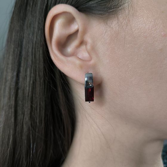 Срібні сережки з гранатом nano 4.351ct