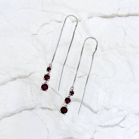 Silver earrings with ruby 2.503ct