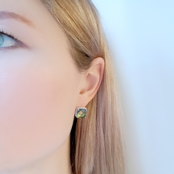 Серебряные серьги с мистик топазом 9.69ct