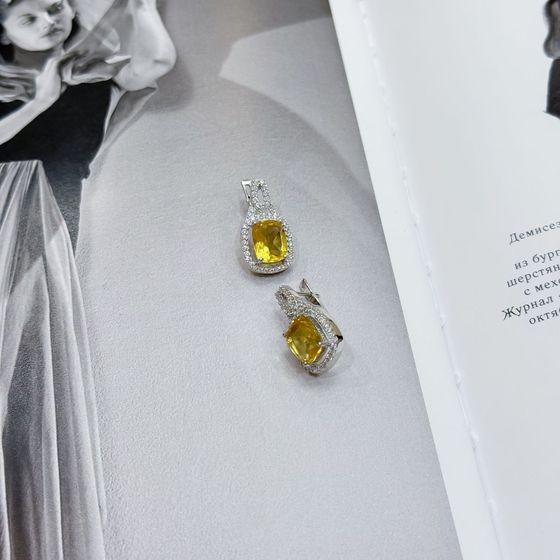 Silver earrings with citrine nano 6.362ct