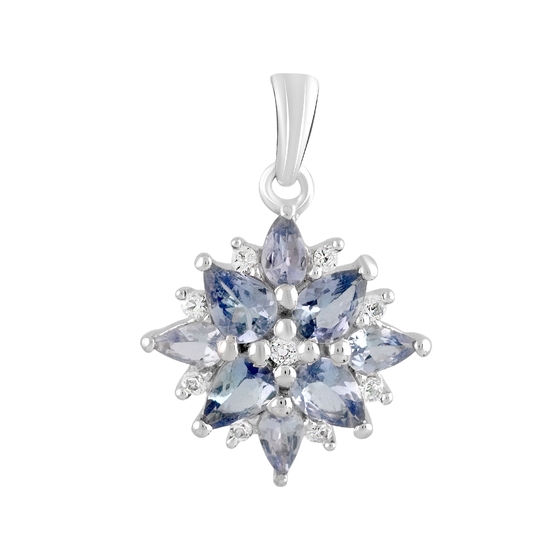 Silver pendant with 2.46ct tanzanite, white topaz