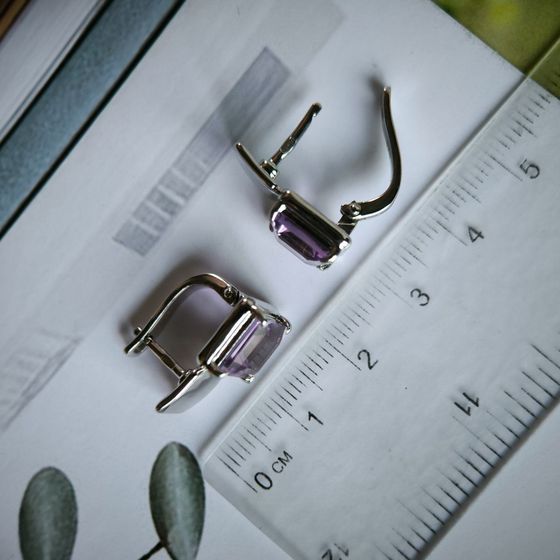Срібні сережки з аметистом 4.748ct