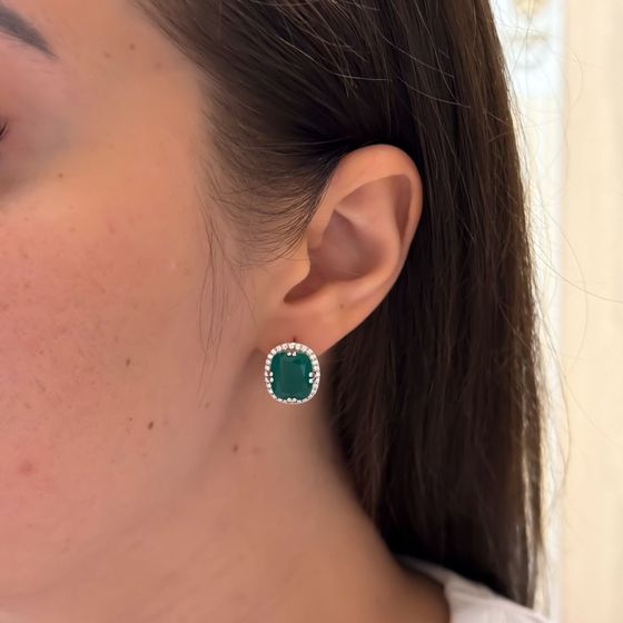 Серебряные серьги с агатом 10.207ct