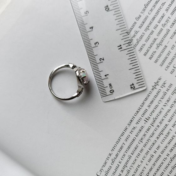 Серебряное кольцо с опалом 1.443ct, фианитами