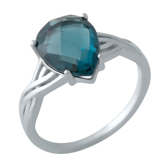Silver ring with topaz London Blue