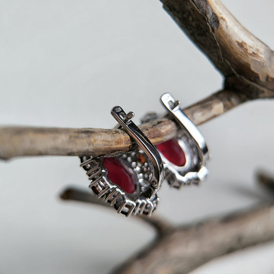 Серебряные серьги с гранатом nano 10.755ct, гранатом