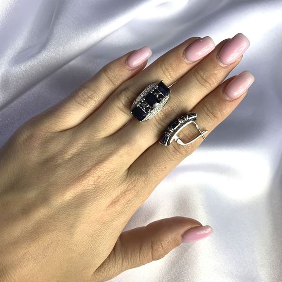 Серебряные серьги с сапфиром 9.537ct