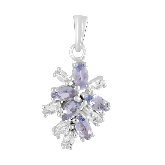 Silver pendant with tanzanite 7.3ct, white topaz