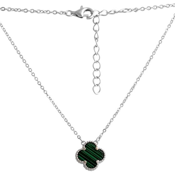 Silver necklace with malachite