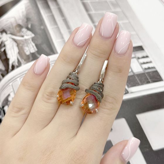 Silver earrings with gold quartz 12.913ct