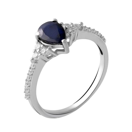 Silver ring with sapphire 1.179ct