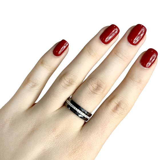 Silver ring with ceramics