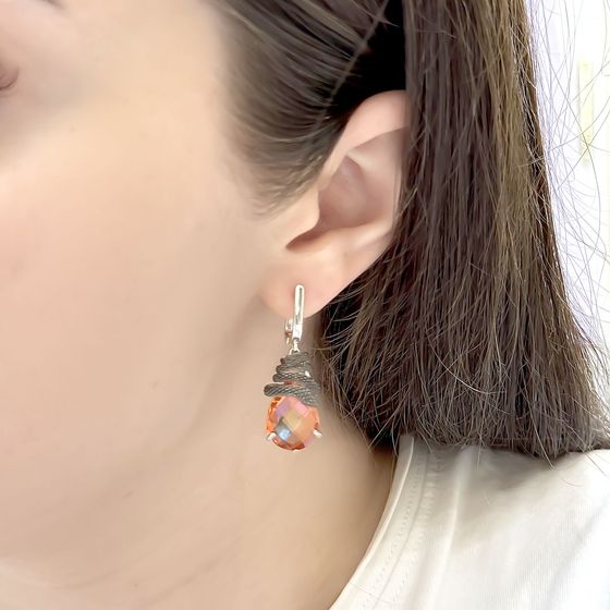 Silver earrings with gold quartz 12.913ct