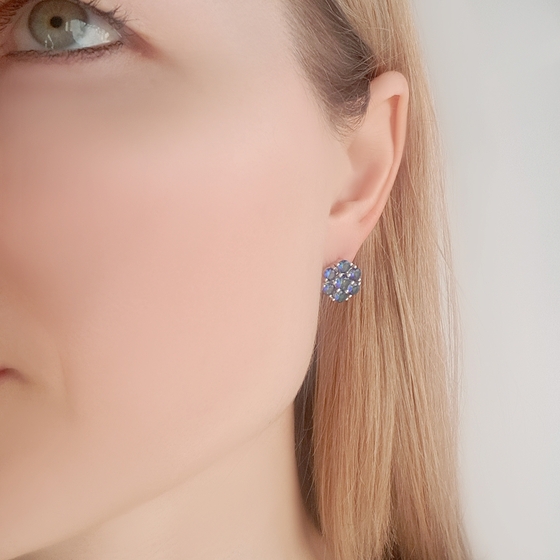 Серебряные серьги с мистик топазом 3.75ct