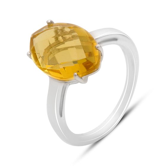 Silver ring with a 5.25 ct nano citrine