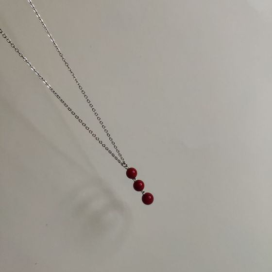 Silver necklace with coral