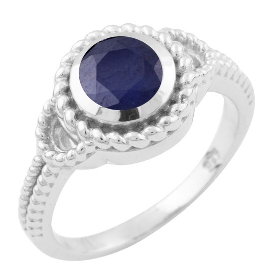 Silver ring with sapphire