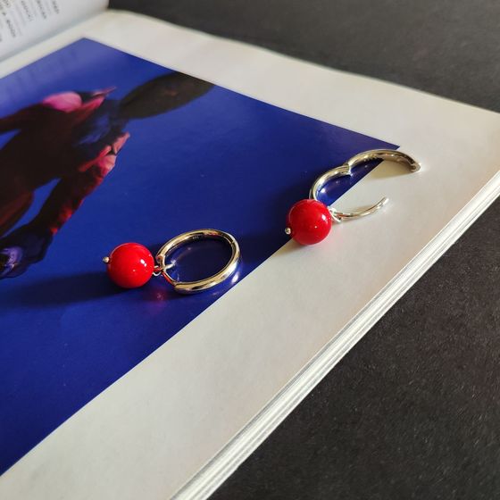 Silver earrings with coral