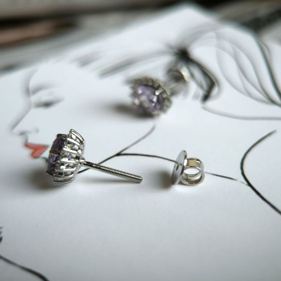 Серебряные серьги с аметистом 1.677ct