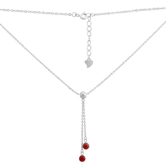 Silver necklace with coral