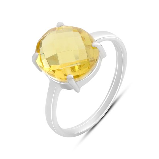 Silver ring with a 4.178 ct nano citrine