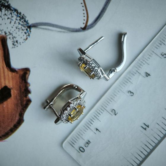 Серебряные серьги с цитрином nano 3.093ct
