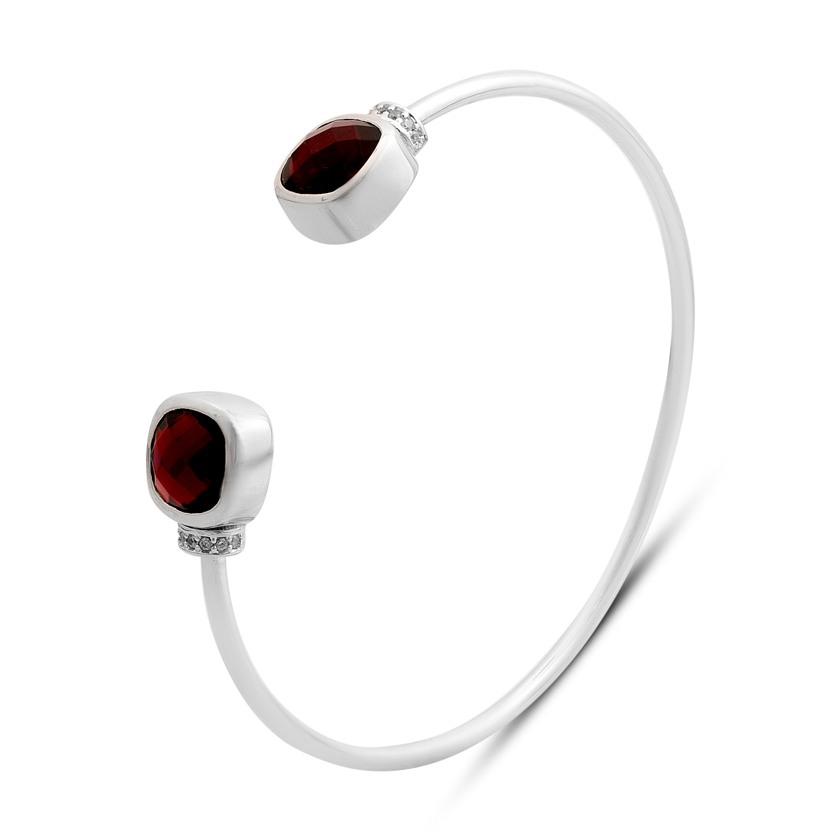 Серебряный браслет с гранатом nano 7.208ct, фианитами