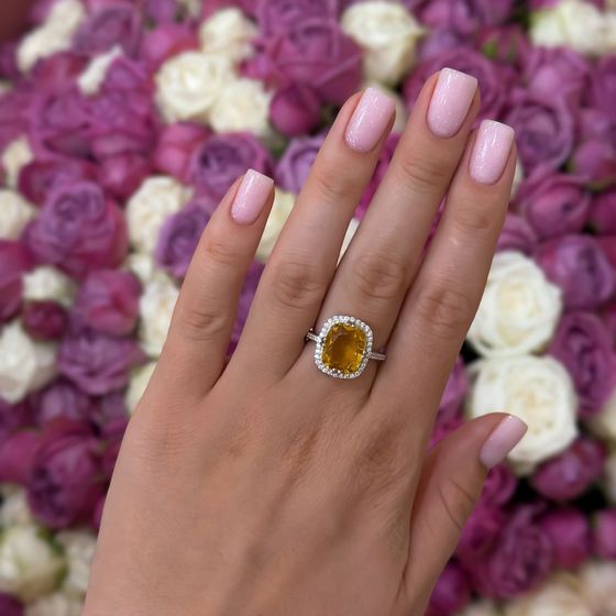 Silver ring with citrine nano